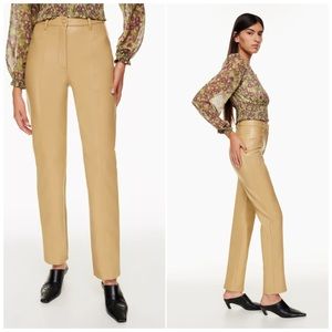 Aritzia Wilfred Rebel Pant Faux Vegan Leather Minimalist Old Money Tan Size 8
